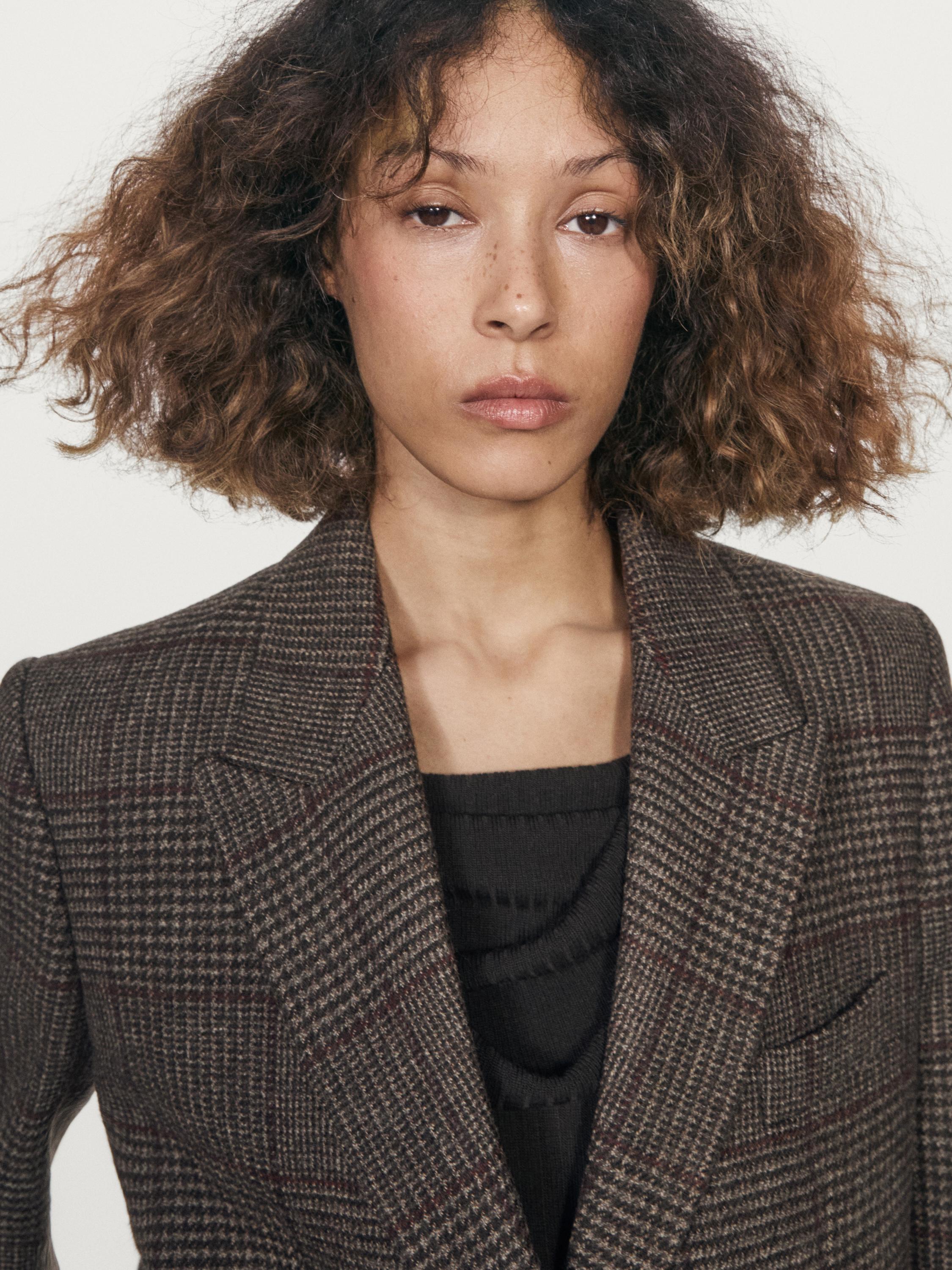 Check wool blend blazer